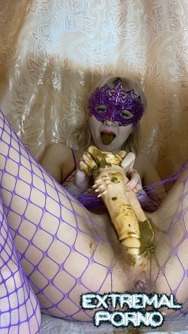 p00girl - Shit in mouth, pussy and double dildo (ScatShop)